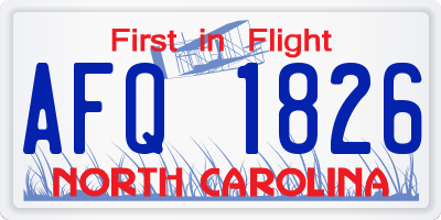 NC license plate AFQ1826