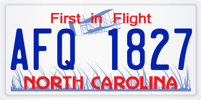 NC license plate AFQ1827