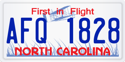 NC license plate AFQ1828