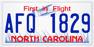 NC license plate AFQ1829