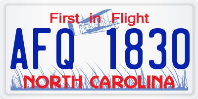NC license plate AFQ1830