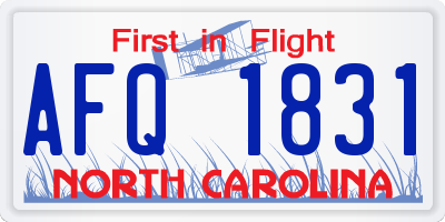 NC license plate AFQ1831