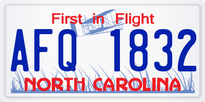 NC license plate AFQ1832