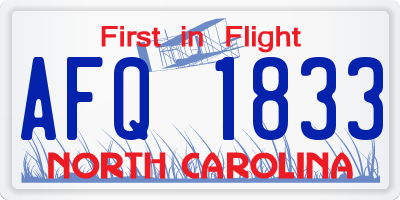 NC license plate AFQ1833