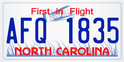 NC license plate AFQ1835