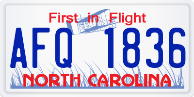NC license plate AFQ1836