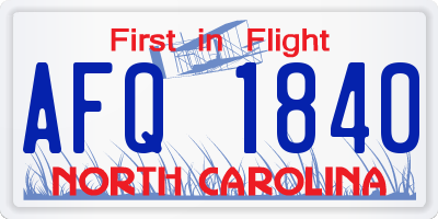 NC license plate AFQ1840