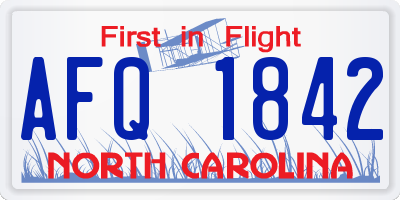 NC license plate AFQ1842