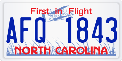 NC license plate AFQ1843