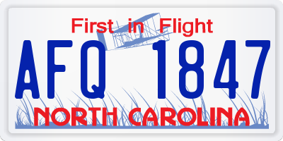 NC license plate AFQ1847