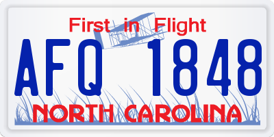 NC license plate AFQ1848
