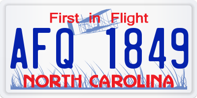 NC license plate AFQ1849