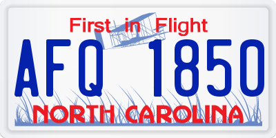 NC license plate AFQ1850