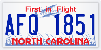 NC license plate AFQ1851