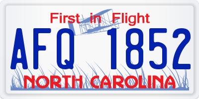 NC license plate AFQ1852