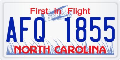 NC license plate AFQ1855