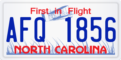 NC license plate AFQ1856