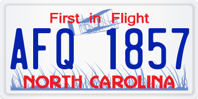 NC license plate AFQ1857