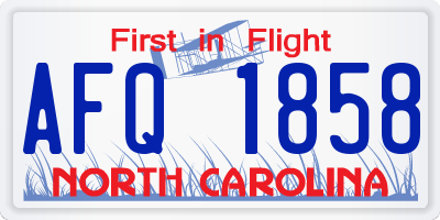NC license plate AFQ1858