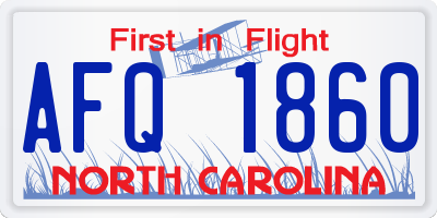 NC license plate AFQ1860