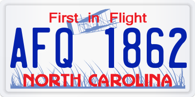 NC license plate AFQ1862