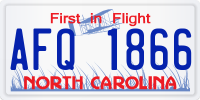 NC license plate AFQ1866