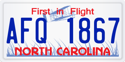 NC license plate AFQ1867