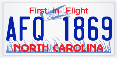 NC license plate AFQ1869