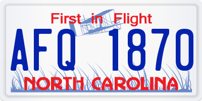 NC license plate AFQ1870