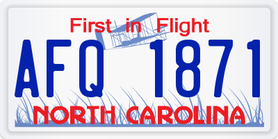 NC license plate AFQ1871