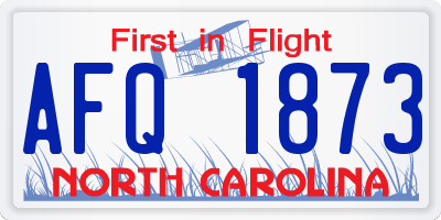 NC license plate AFQ1873