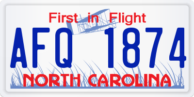 NC license plate AFQ1874
