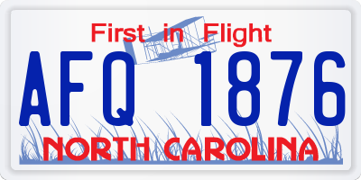 NC license plate AFQ1876