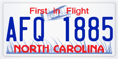 NC license plate AFQ1885