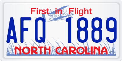 NC license plate AFQ1889