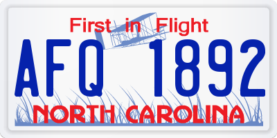 NC license plate AFQ1892