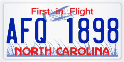 NC license plate AFQ1898