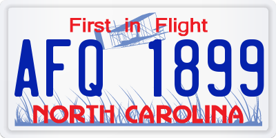 NC license plate AFQ1899