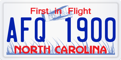 NC license plate AFQ1900