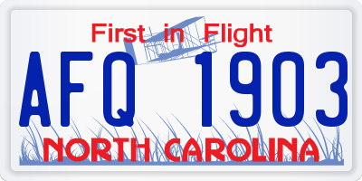 NC license plate AFQ1903