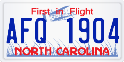 NC license plate AFQ1904