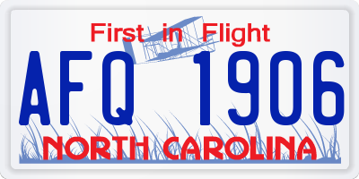 NC license plate AFQ1906