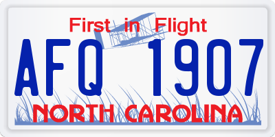 NC license plate AFQ1907