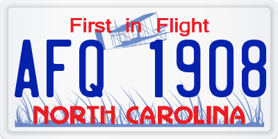 NC license plate AFQ1908