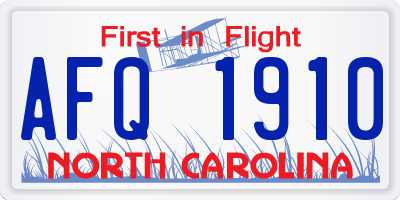 NC license plate AFQ1910