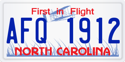 NC license plate AFQ1912