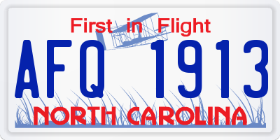 NC license plate AFQ1913
