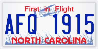 NC license plate AFQ1915
