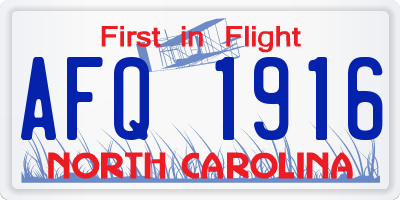 NC license plate AFQ1916