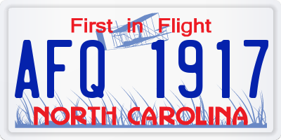 NC license plate AFQ1917